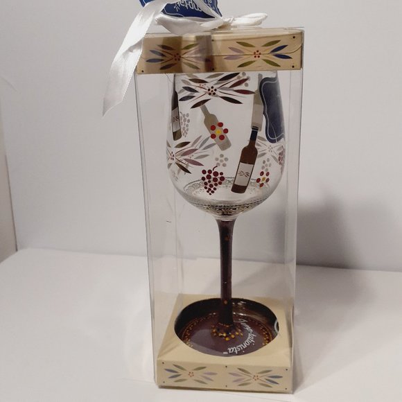 "Life is a grape" 8.5" tall 15oz. decorated wine glass from temp-tations - Picture 7 of 16